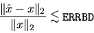 \begin{displaymath}
\frac{\Vert \hat{x} - x \Vert _2}{\Vert x \Vert _2} \mathrel...
...box{-.75ex}{$\mathop{\sim}\limits^{\textstyle <}$}}{\tt ERRBD}
\end{displaymath}