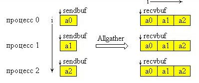 Графическая интерпретация операции Аllgather.